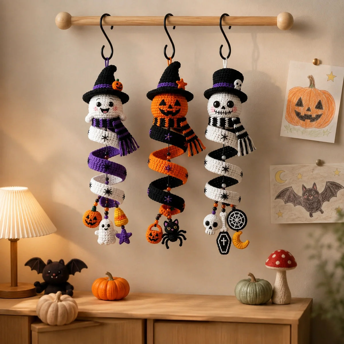Halloween Crochet Spiral Decorations Trio Pattern ππ»