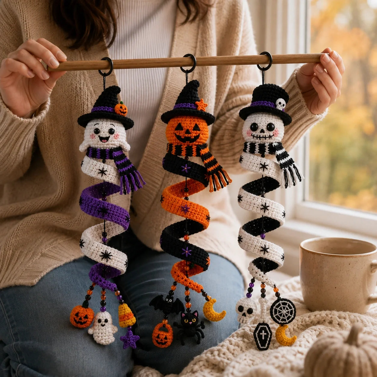 Halloween Crochet Spiral Decorations Trio Pattern ππ»