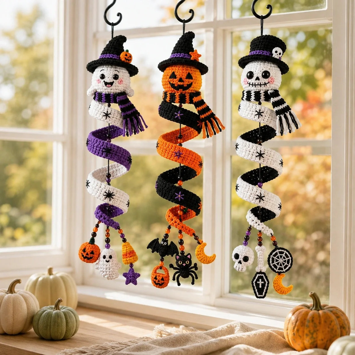 Halloween Crochet Spiral Decorations Trio Pattern ππ»