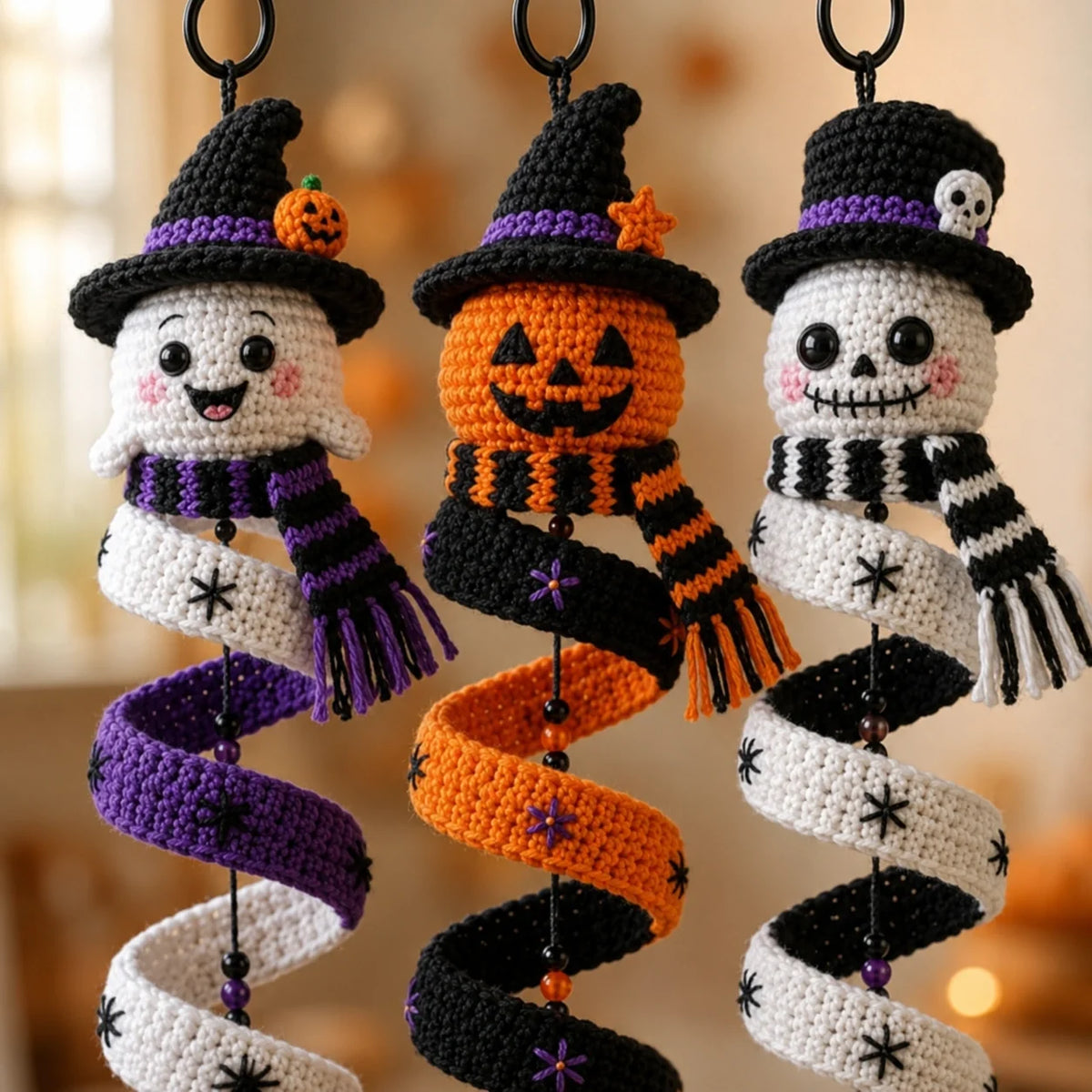 Halloween Crochet Spiral Decorations Trio Pattern ππ»