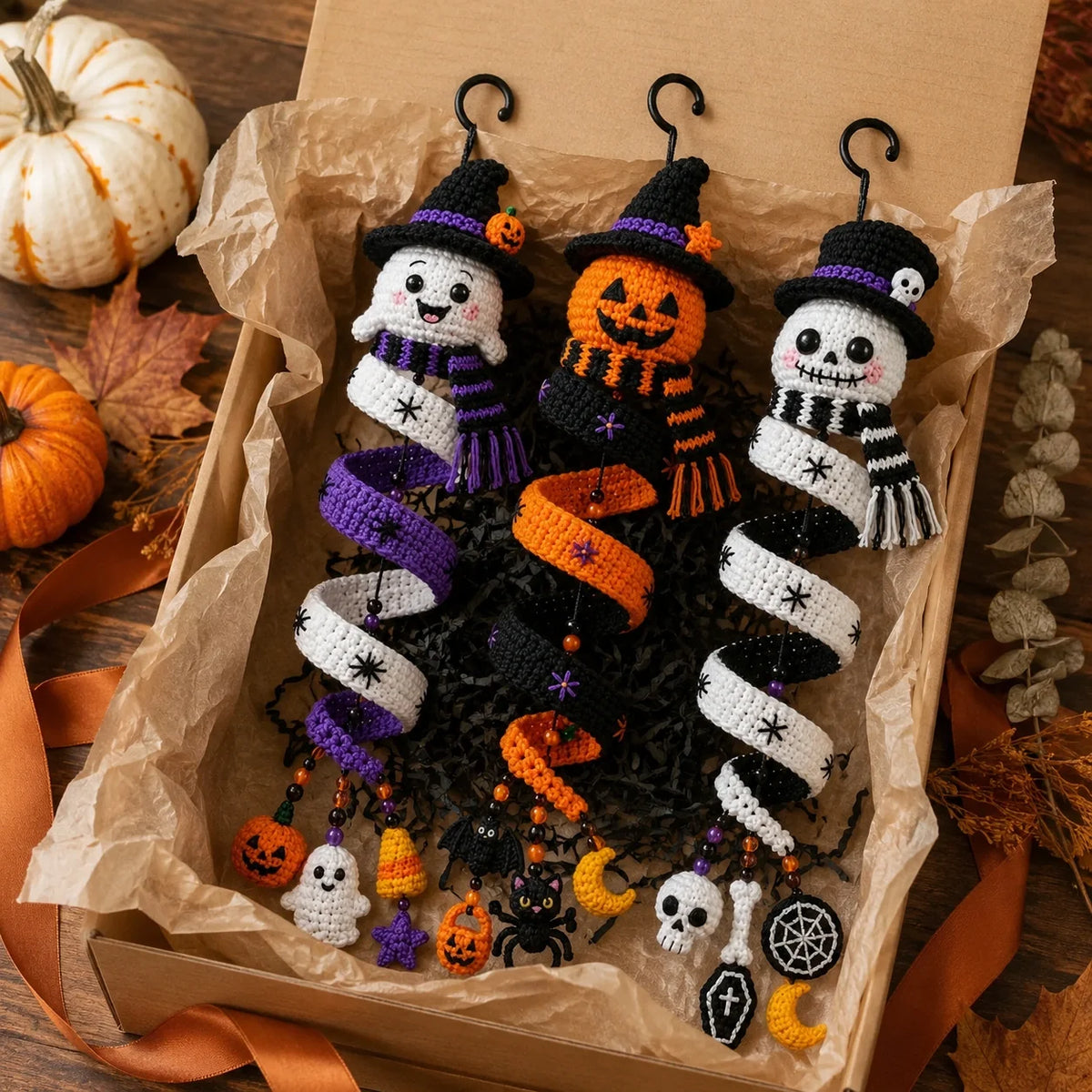 Halloween Crochet Spiral Decorations Trio Pattern ππ»