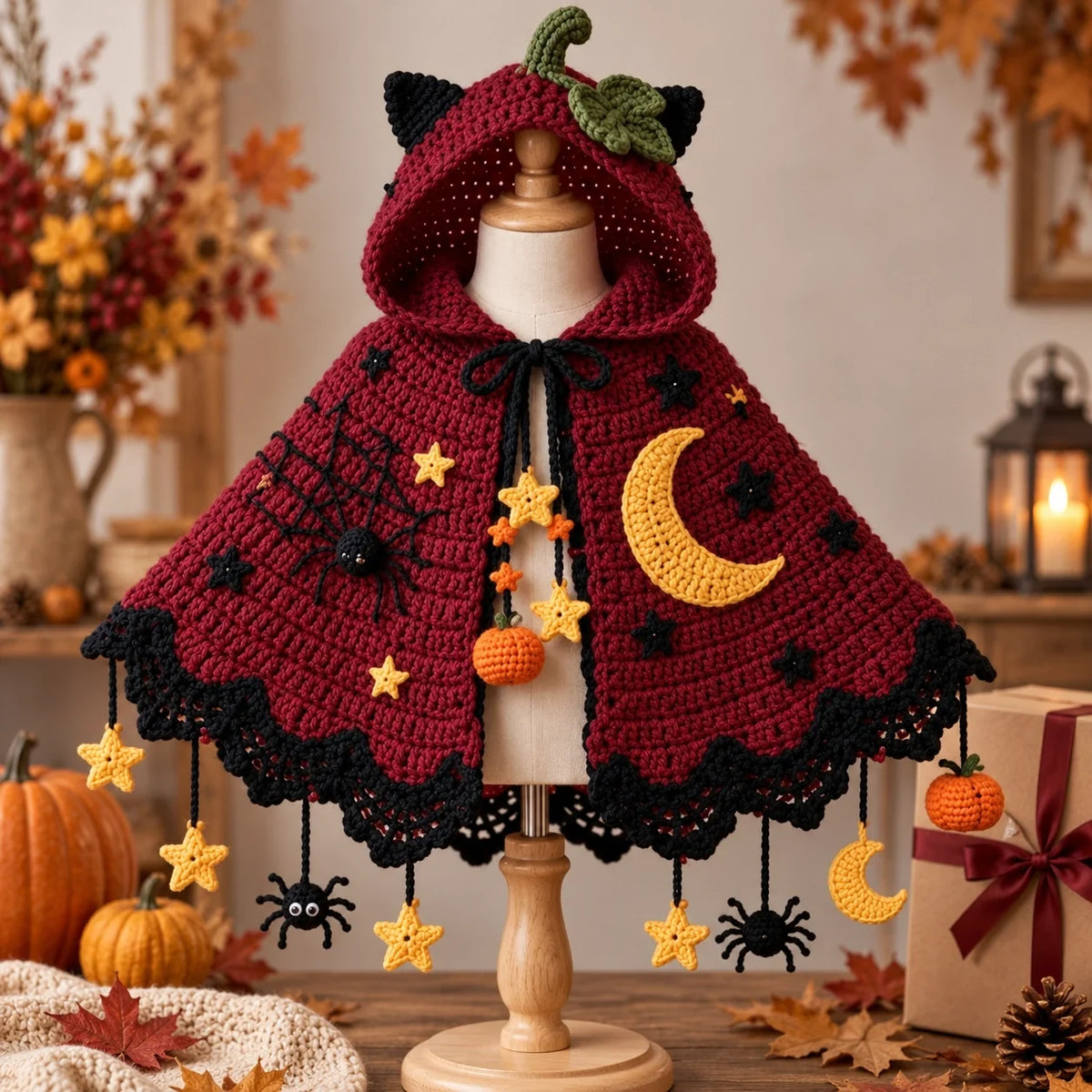 Pumpkin Moon Crochet Cape Pattern β Kids Halloween Hooded Cape