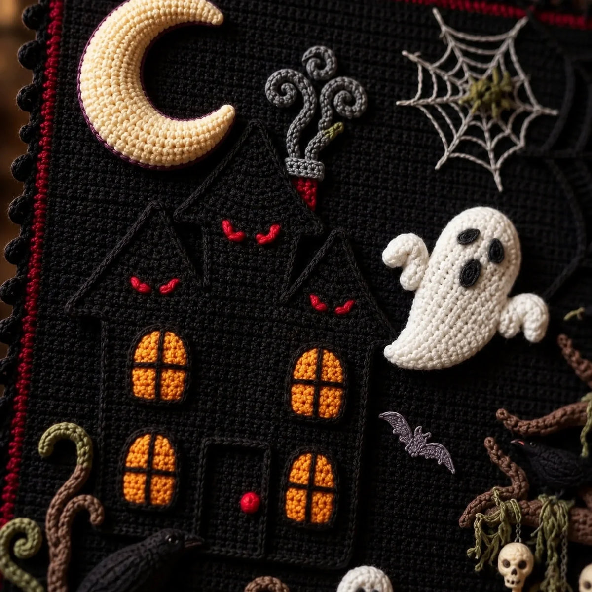 Haunted Hollow Crochet Wall Hanging Pattern โ Halloween Tapestry