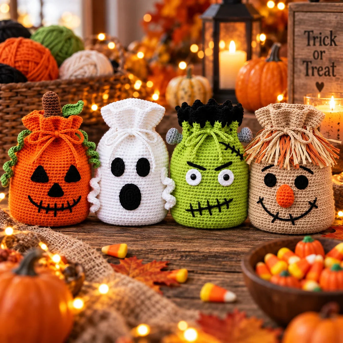 Crochet Halloween Treat Bag Pattern Set β 4 Spooky Designs