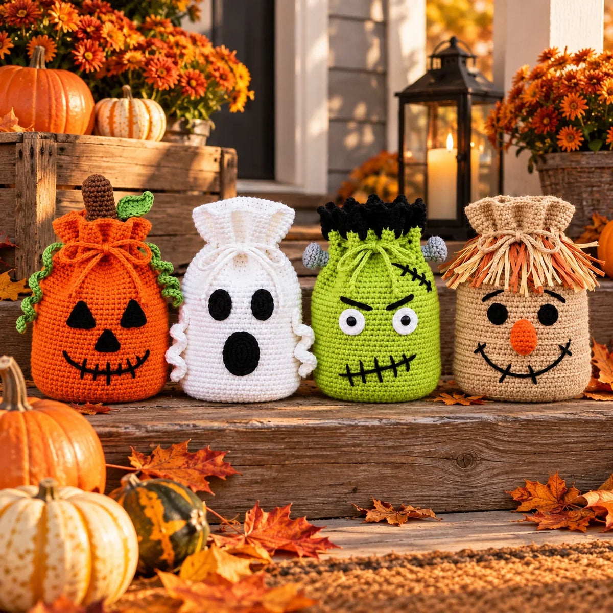 Crochet Halloween Treat Bag Pattern Set β 4 Spooky Designs