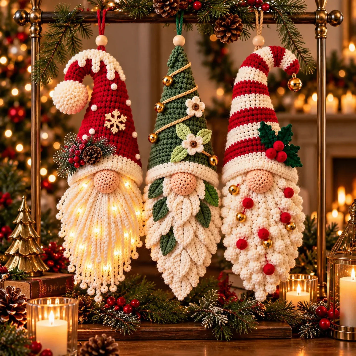 Crochet Christmas Gnome Pattern Set - 3 Amigurumi Santa