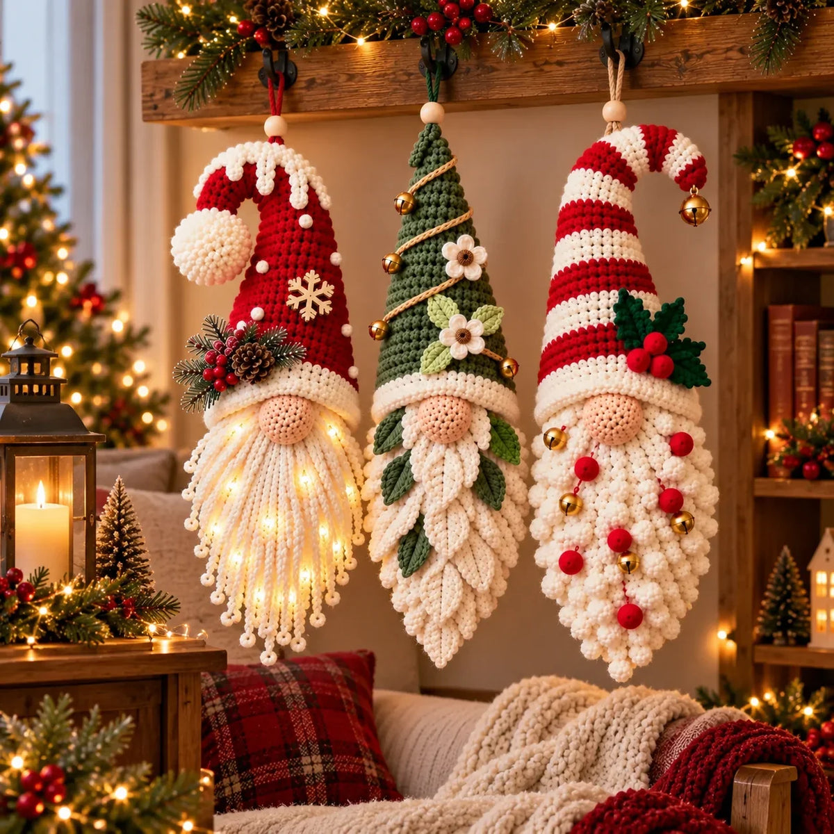 Crochet Christmas Gnome Pattern Set - 3 Amigurumi Santa