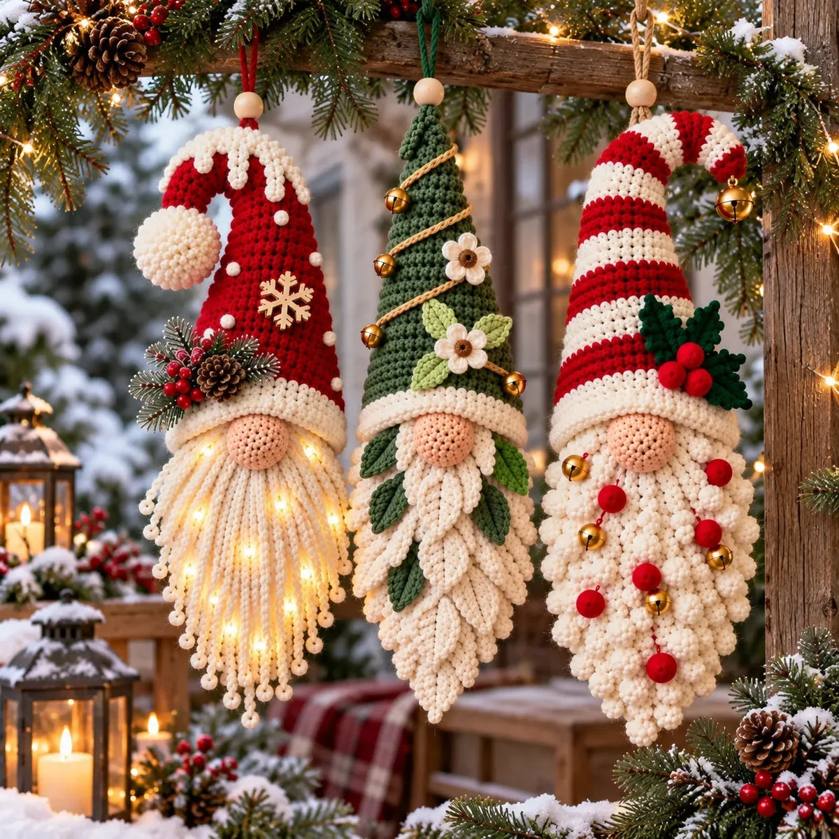 Crochet Christmas Gnome Pattern Set - 3 Amigurumi Santa