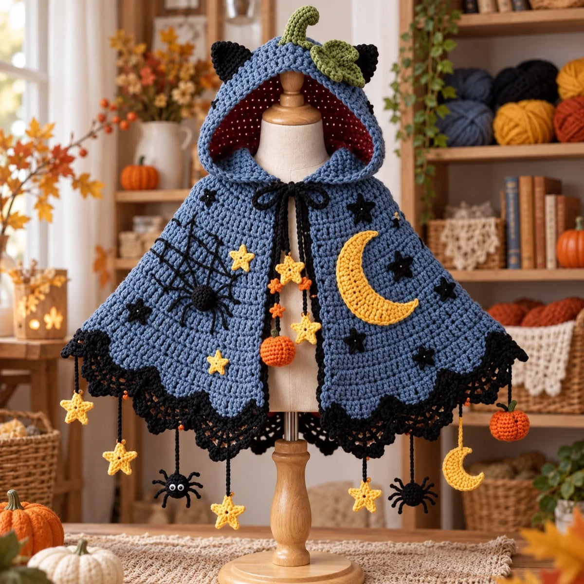Pumpkin Moon Crochet Cape Pattern β Kids Halloween Hooded Cape