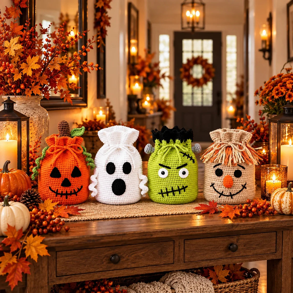 Crochet Halloween Treat Bag Pattern Set β 4 Spooky Designs