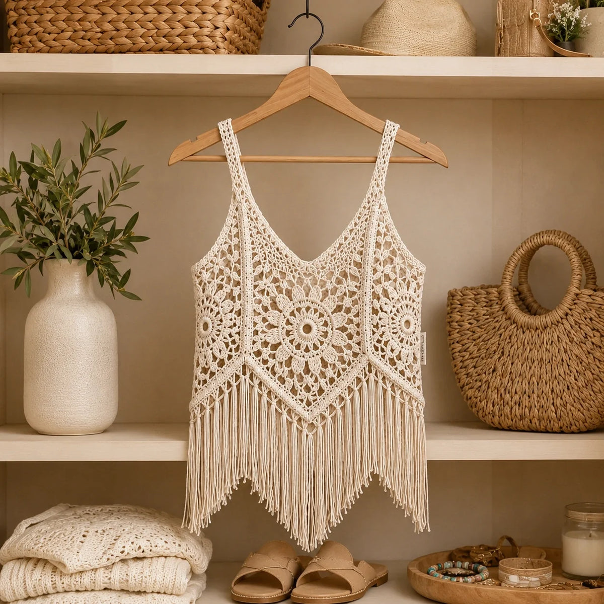 The Desert Bloom Fringed Tank Top