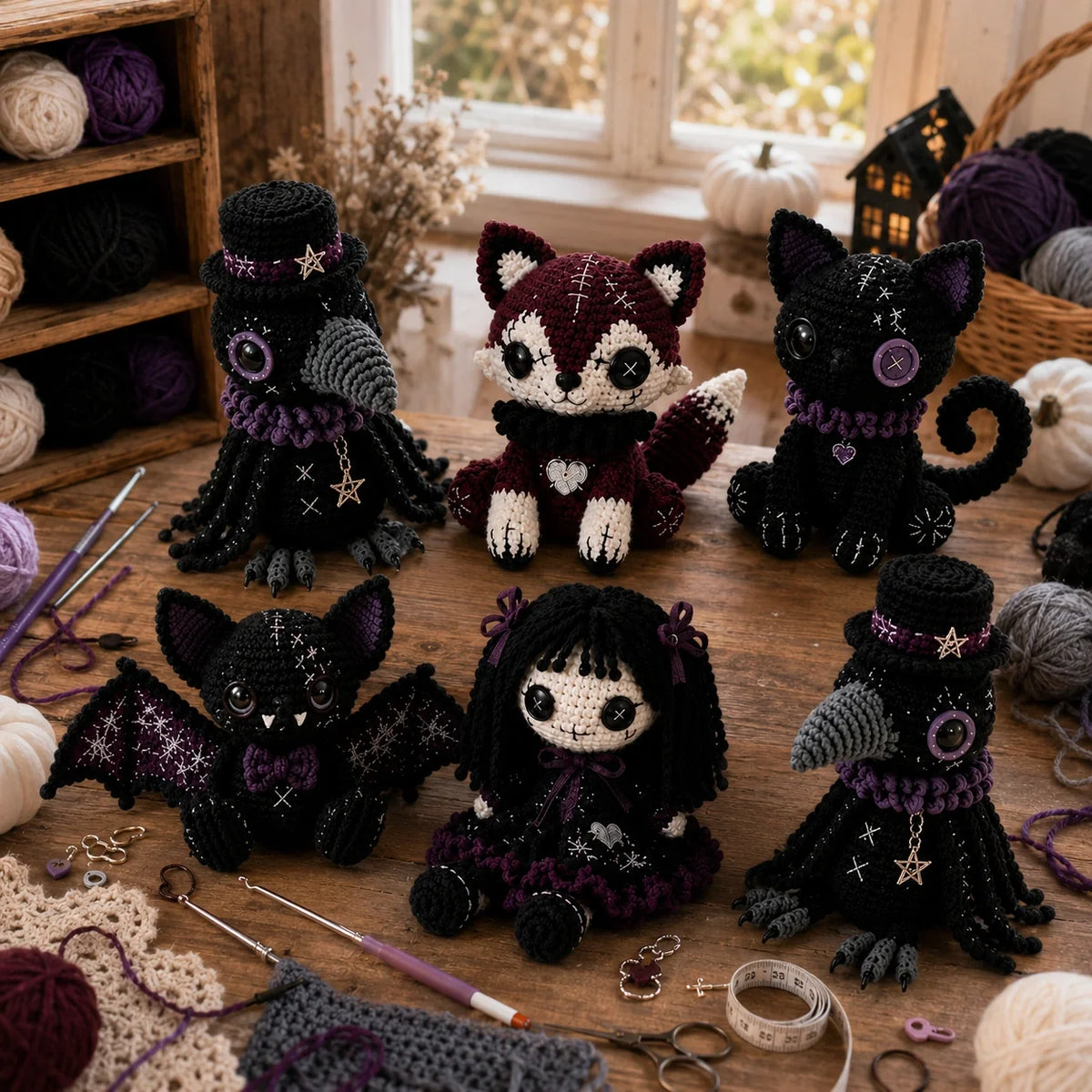 Halloween Gothic Dolls – Amigurumi 5 in 1 Crochet Pattern