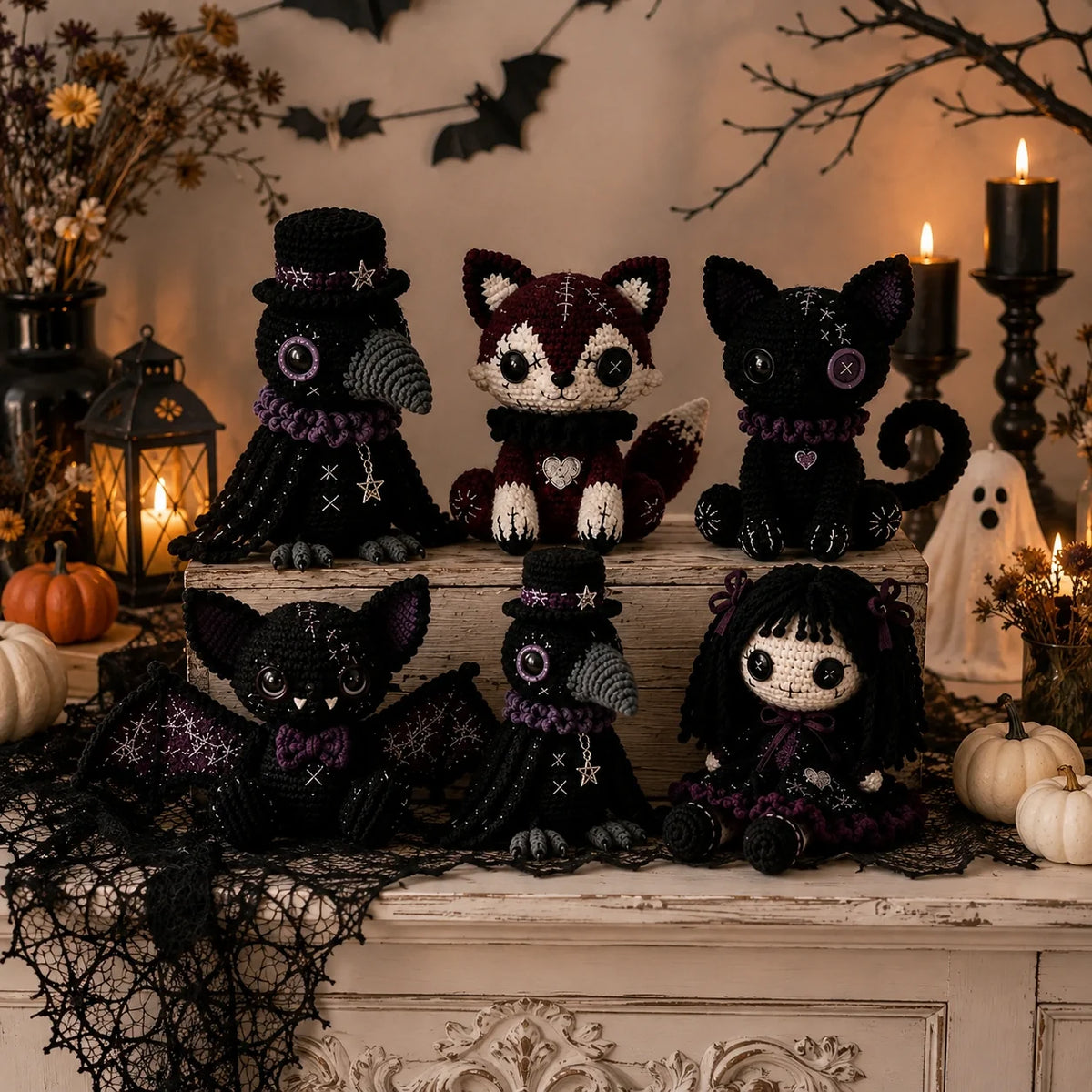 Halloween Gothic Dolls – Amigurumi 5 in 1 Crochet Pattern
