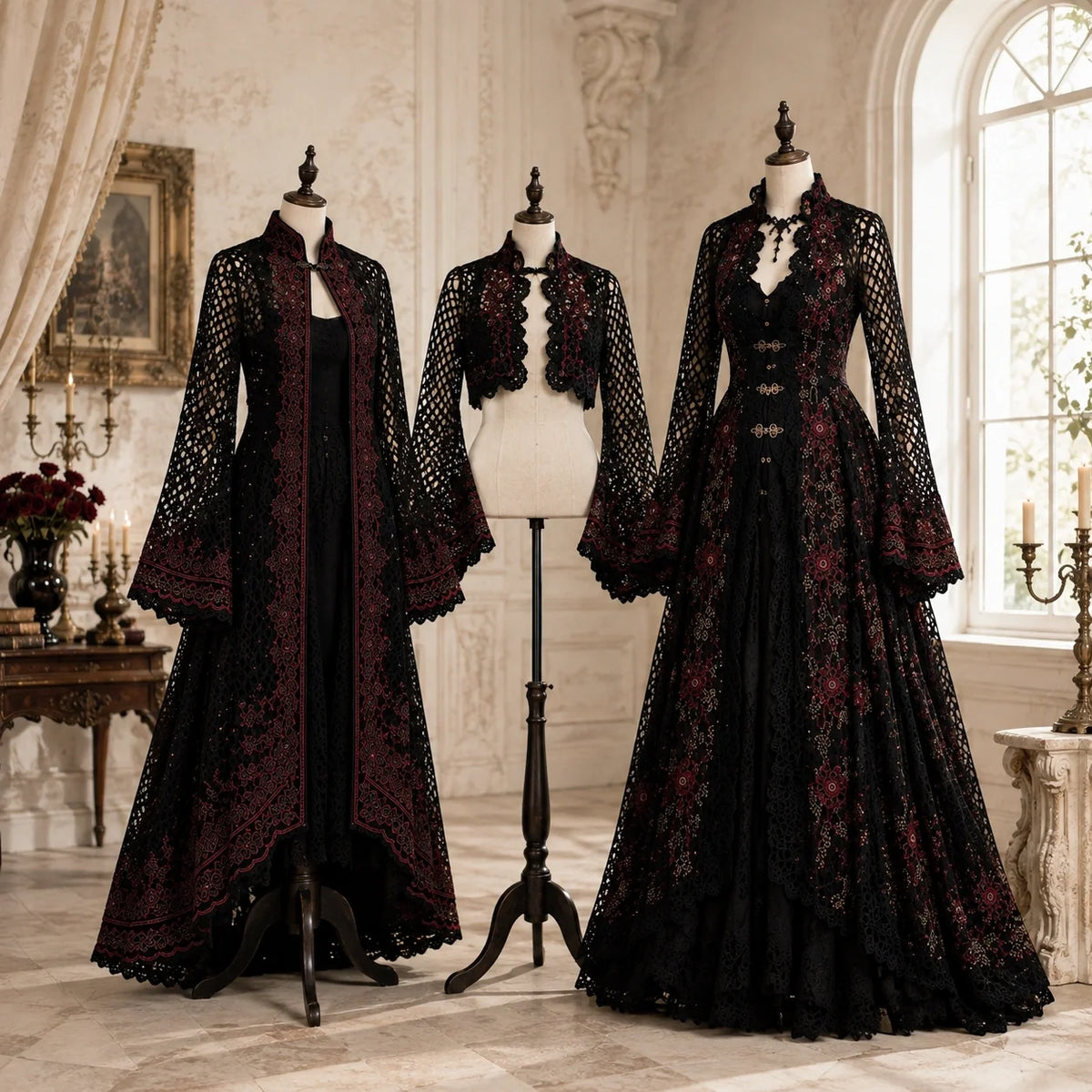 Gothic Crochet Dress Pattern  - 3 Victorian Dresses, All Sizes