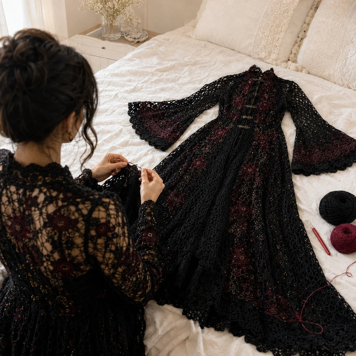 Gothic Crochet Dress Pattern  - 3 Victorian Dresses, All Sizes
