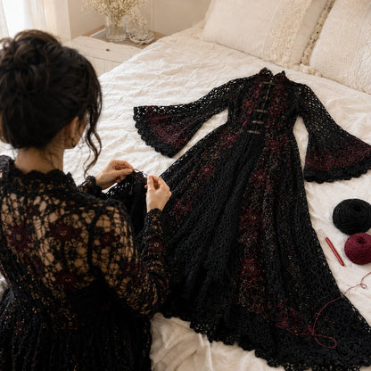 Gothic Crochet Dress Pattern  - 3 Victorian Dresses, All Sizes