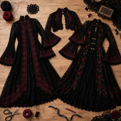 Gothic Crochet Dress Pattern  - 3 Victorian Dresses, All Sizes