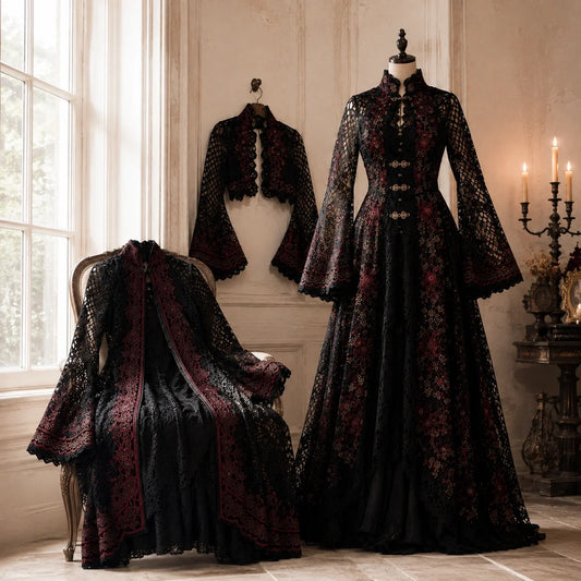 Gothic Crochet Dress Pattern  - 3 Victorian Dresses, All Sizes