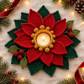 Crochet Poinsettia Tealight Holder Pattern - Christmas Table Decor