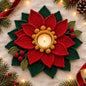 Crochet Poinsettia Tealight Holder Pattern - Christmas Table Decor