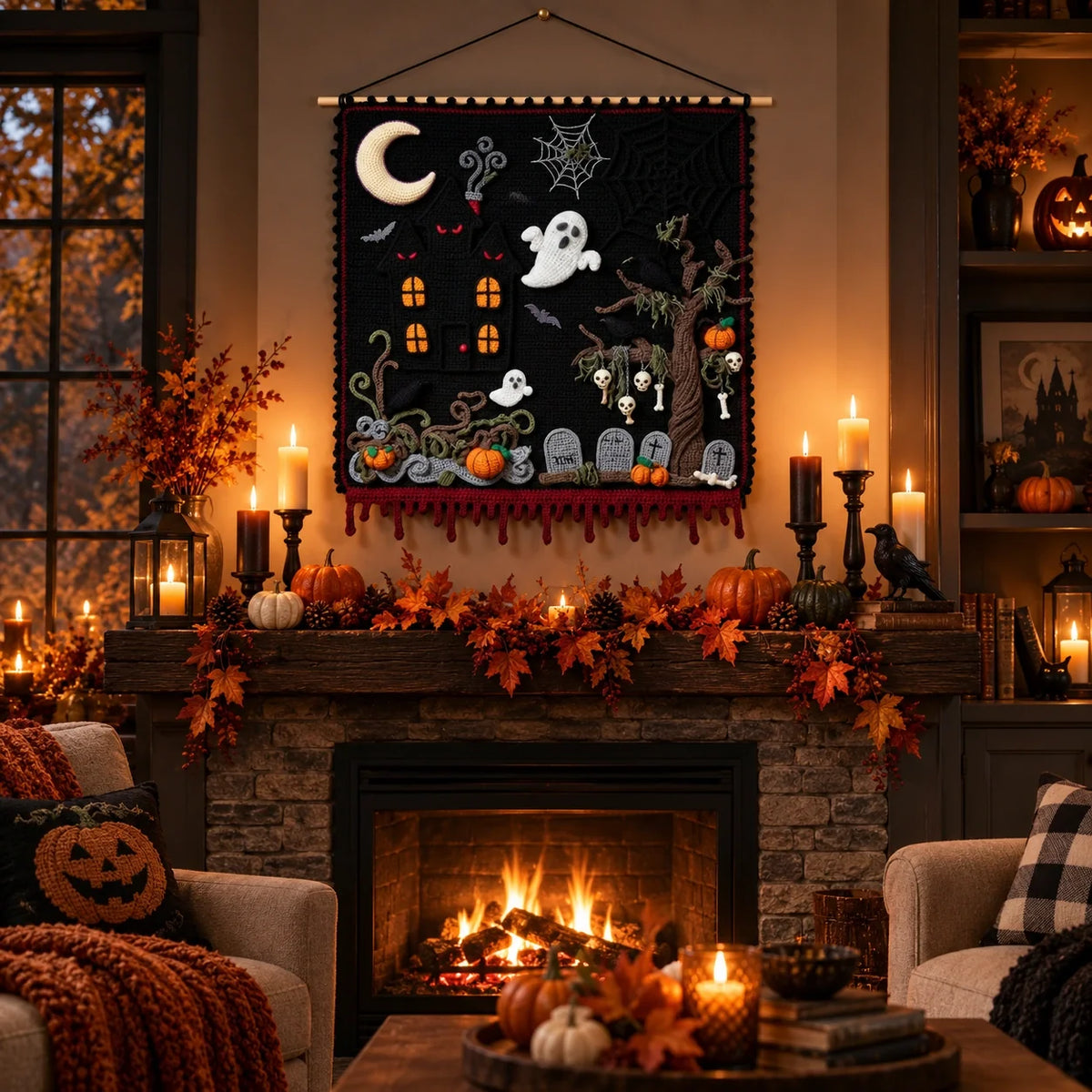 Haunted Hollow Crochet Wall Hanging Pattern – Halloween Tapestry