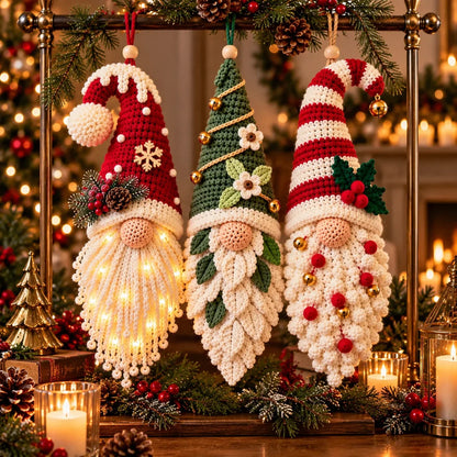 Crochet Christmas Gnome Pattern Set - 3 Amigurumi Santa