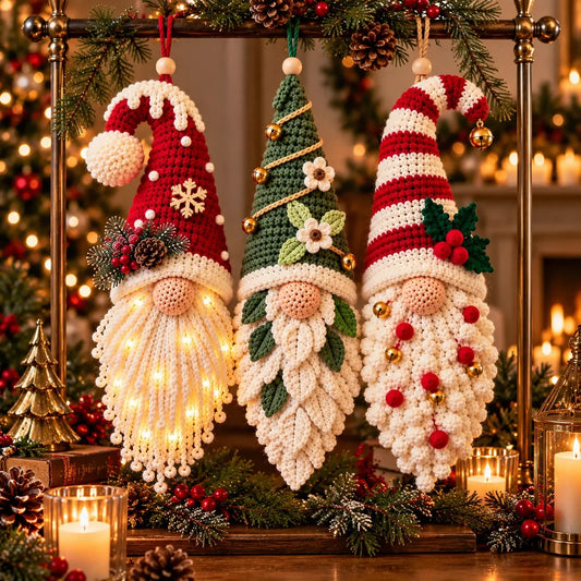 Crochet Christmas Gnome Pattern Set - 3 Amigurumi Santa