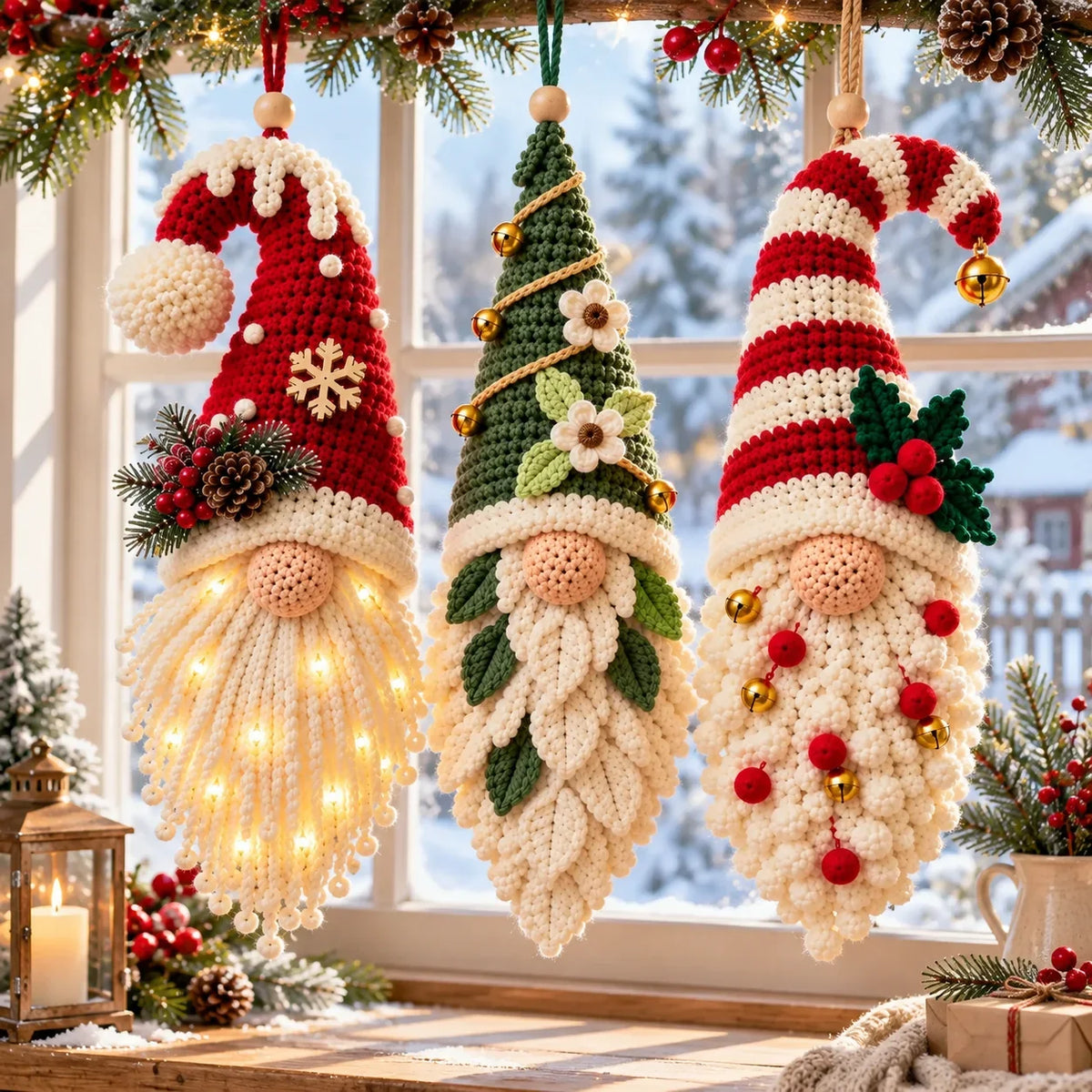 Crochet Christmas Gnome Pattern Set - 3 Amigurumi Santa