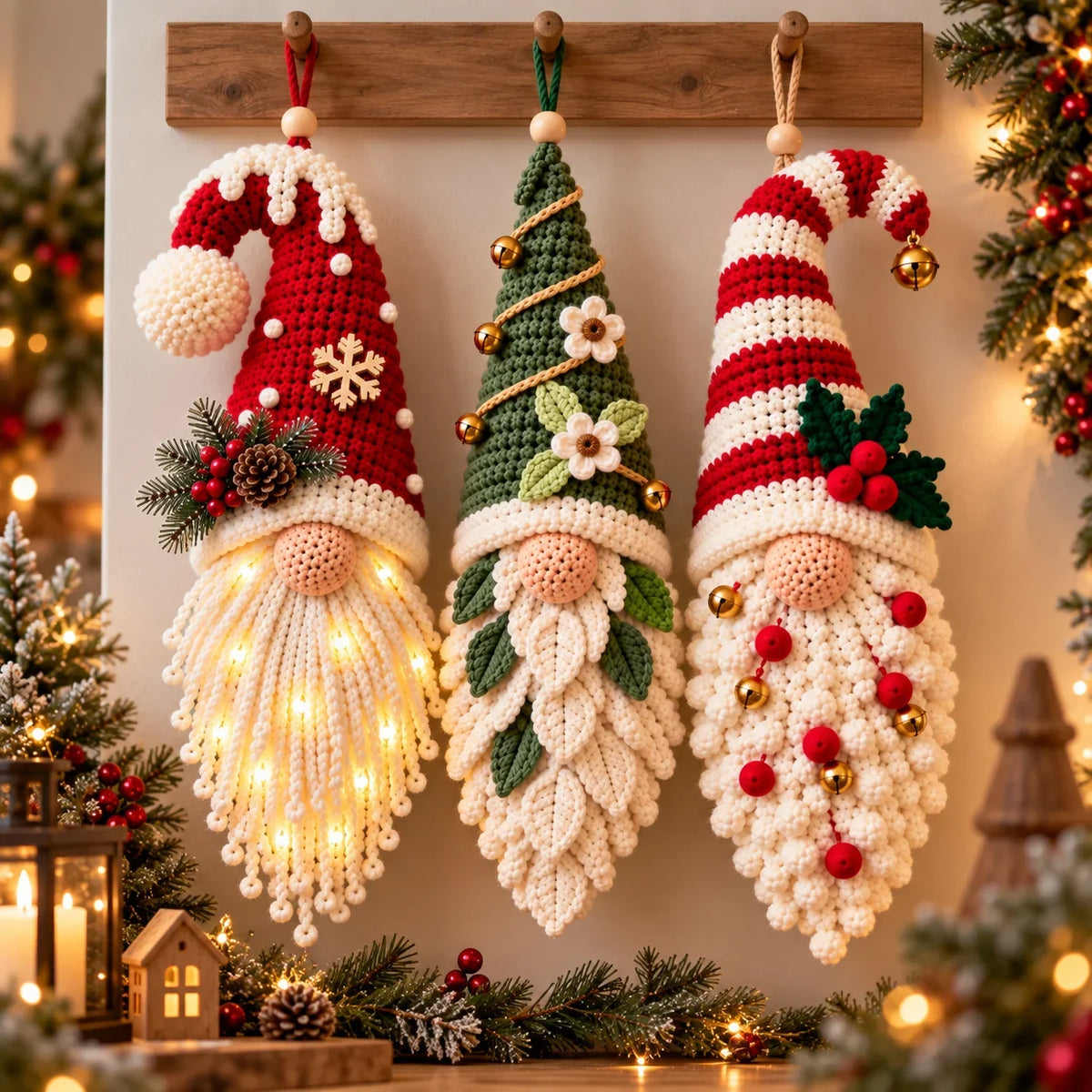 Crochet Christmas Gnome Pattern Set - 3 Amigurumi Santa