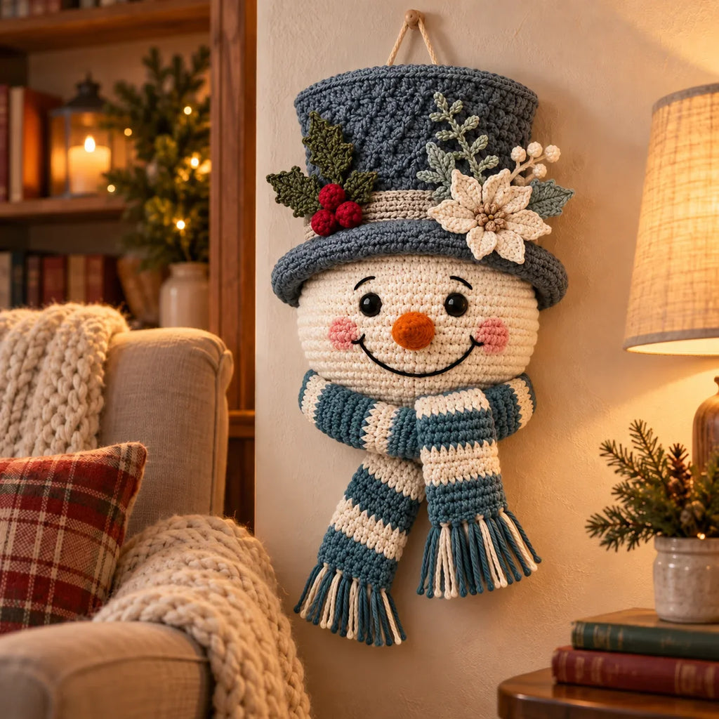 Winterberry Snowman Door Hanger Crochet Pattern ☃️