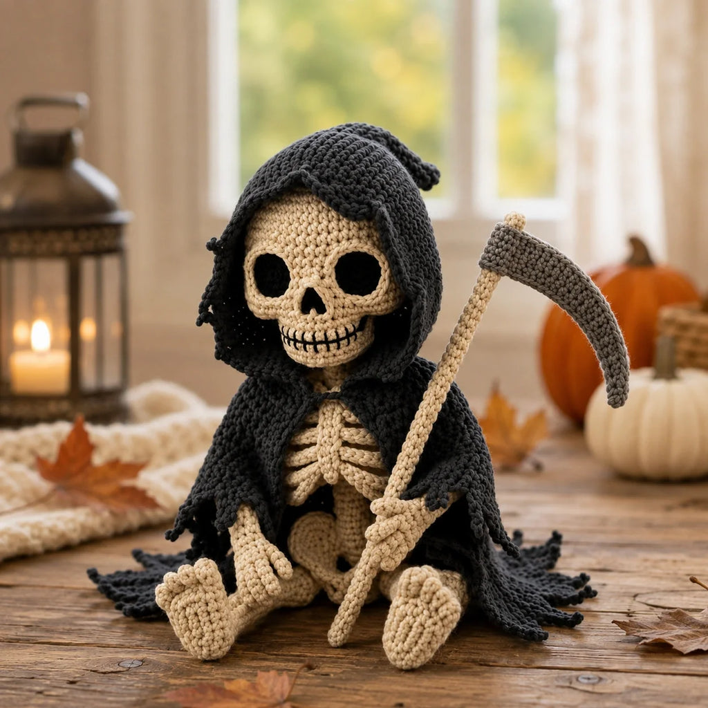 Grim Reaper Amigurumi Crochet Pattern - Skeleton Doll
