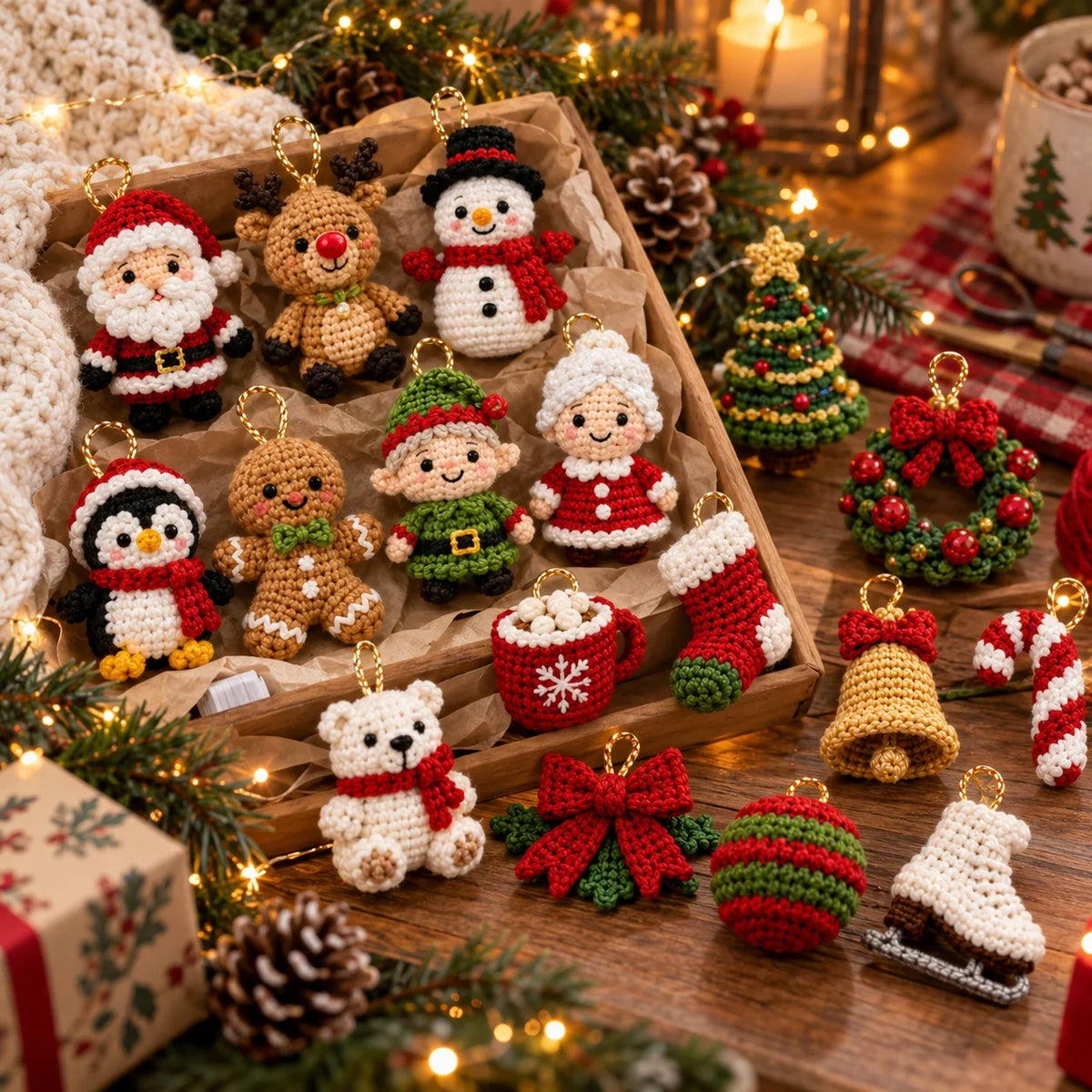 50 Mini Christmas Crochet Ornaments - Amigurumi Patterns