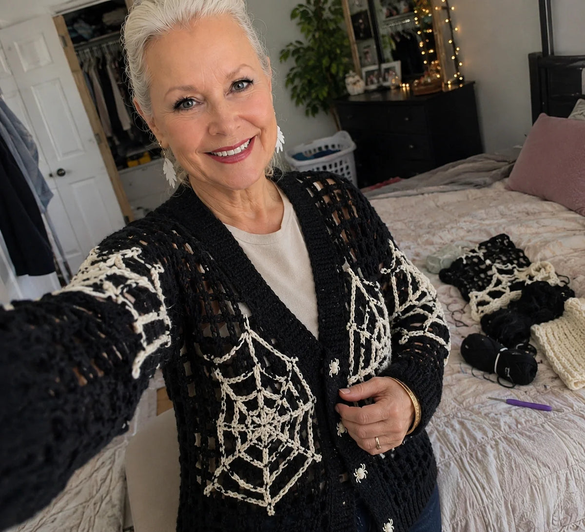 Spiderweb Crochet Top Pattern - Gothic Halloween Cardigan PDF, XS-5XL