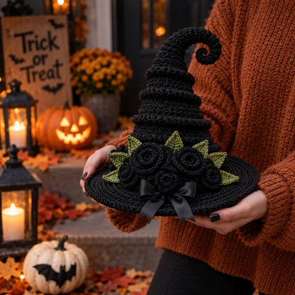Witch Hat Crochet Pattern - Halloween Spiral Hat