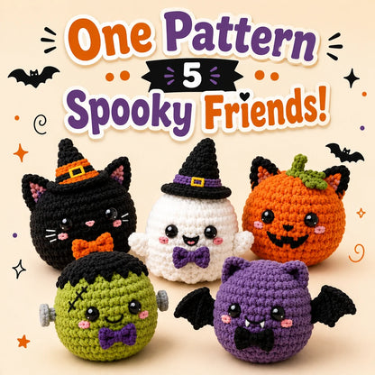Kawaii Halloween Bao Bun Crochet Pattern Set - Amigurumi