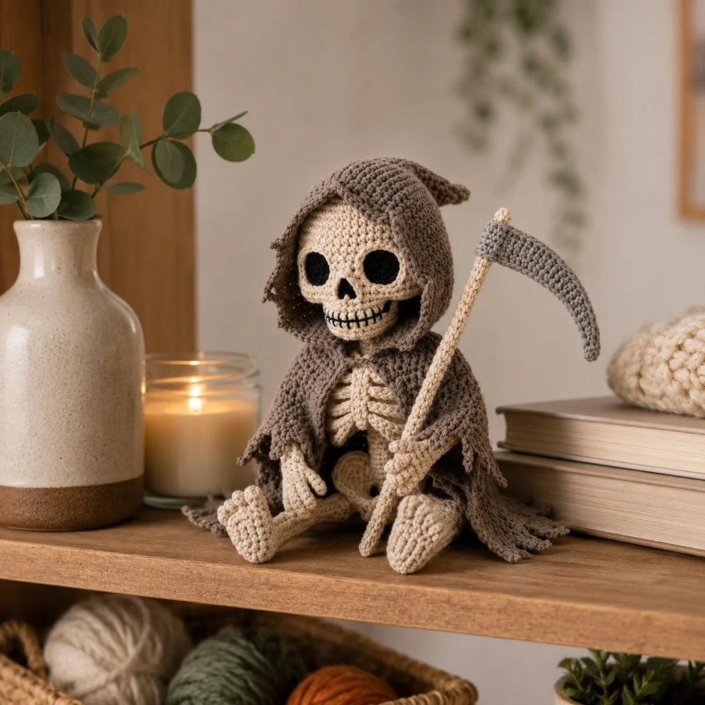 Grim Reaper Amigurumi Crochet Pattern - Skeleton Doll