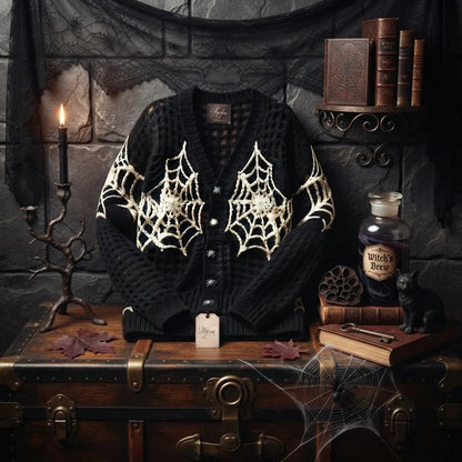 Spiderweb Crochet Top Pattern - Gothic Halloween Cardigan PDF, XS-5XL
