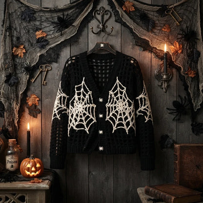 Spiderweb Crochet Top Pattern - Gothic Halloween Cardigan PDF, XS-5XL
