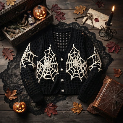 Spiderweb Crochet Top Pattern - Gothic Halloween Cardigan PDF, XS-5XL