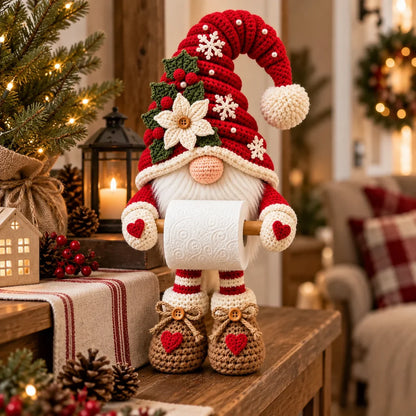 Crochet Christmas Gnome Toilet Paper Holder Pattern
