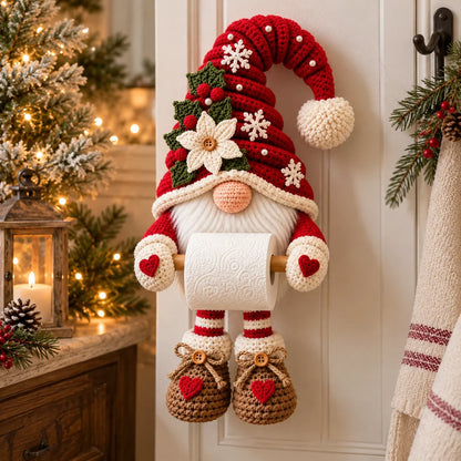 Crochet Christmas Gnome Toilet Paper Holder Pattern